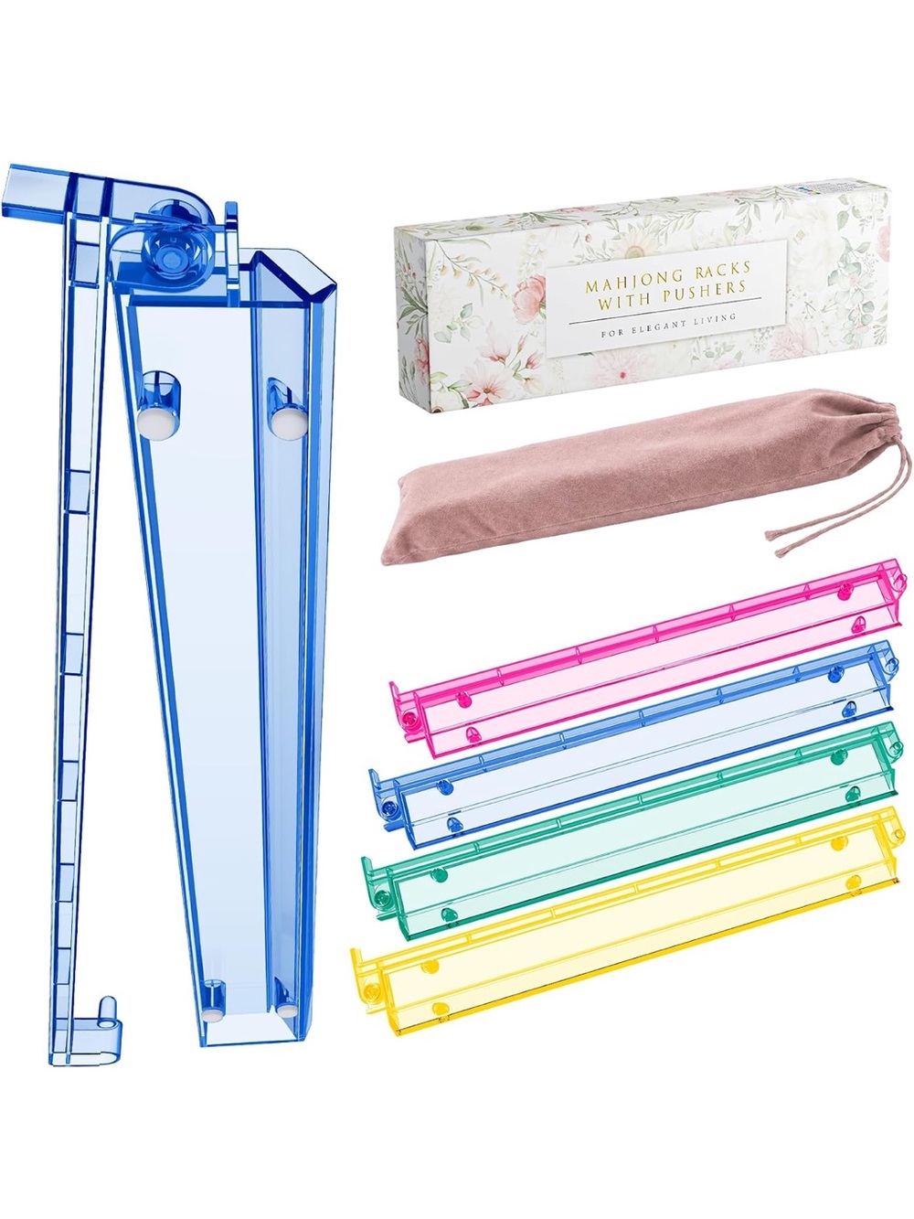 Non-stick Mahjong Tile Racks with Pushers set of 4